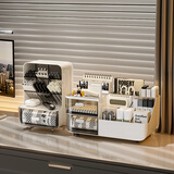 KAMAN桌面收纳盒办公室置物架学生大容量笔筒抽屉式多功能文具收纳盒 白色两件套【文具盒+笔筒】