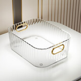 尊慕斯 收纳盒轻奢桌面化妆品面膜卫生间客厅茶几亚克力透明零食收纳筐 收纳筐/透明【一个】