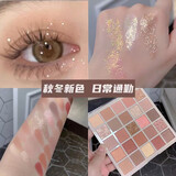 比雅眼影盘一盘多用多色大盘彩色大地色哑光珠光亮片亮晶晶初学者 202#经典人生橘棕眼影