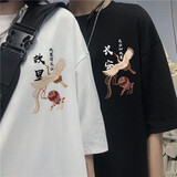 love legend情侣装夏天季短袖t恤新款宽松潮流一男一女学生上衣套装班服定制 胸前小图 黑白色 L 男+女S