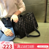 迈克史密斯女包单肩包 时尚韩版百搭手提斜挎包大容量菱格链条大包包-ck-330 黑色 大号