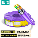 山泽 七类万兆双屏蔽网线【0.57±0.008mm纯铜芯】CAT7类抗干扰低烟无卤 工程家装网络箱线25米 7025SZP