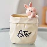 叕二叕可爱笔筒创意小礼物品办公室桌面摆件工艺品花盆送儿童老师男女生 兔子