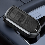 迪加伦 金属真皮 本田钥匙套十代雅阁CRV思域XRV凌派URV皓影冠道飞度汽车钥匙包壳 3按键 深空灰+真皮扣