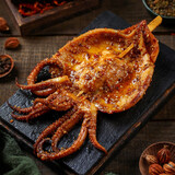 海庭则品即食麻辣大鱿鱼整只开袋即食网红香辣尤鱼酱香海鲜烧烤熟食鱿鱼须 烧烤100g*3袋