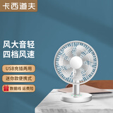 卡西道夫小风扇家用电扇小型usb小电风扇摇头台式卧.室宿舍轻音带电池可充电插电式迷你便携型夹扇办公用 【可蓄电】15面宽小风扇 【送 Type-C数据线】