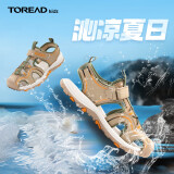 探路者（TOREAD）旗舰 儿童凉鞋男女中大童鞋夏季款防滑包头沙滩鞋 沙卡其绿色 36