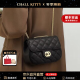 CHALL KITTY轻奢包包女包牛皮单肩包链条斜挎小方包生日礼物高级感送女友老婆 黑色 大容量时尚百搭小众品牌通勤休闲