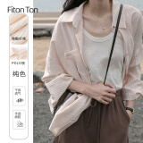 FitonTon棉麻衬衫女2023夏季薄款慵懒外套宽松设计感小众上衣衬衣 M