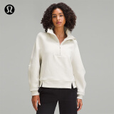 lululemon丨Plush Fleece 女士拉绒半拉链烟囱领卫衣 LW3HOJS 骨白 10