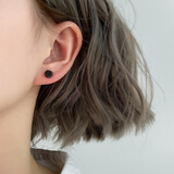 银奥（yinao）925纯银耳钉女豆豆磨砂黑色几何小巧简约个性潮睡觉不用摘的耳饰 925几何耳钉-黑色