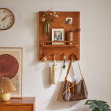 电表箱装饰画实木挂衣架电闸箱挂画遮挡电闸盒壁挂进门入户画 樱桃木色-B竖款-带挂钩