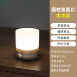 松潮网红创意小夜灯台灯书桌卧室床头灯充电助睡眠灯可定时调光氛围灯 榉木【定时关灯+无极调光+呼吸模式】