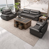 办公室沙发简约商务老板接待会客洽谈休闲三人位现代办公茶几组合 黑色 多购联系客服有更多优惠