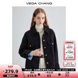 VEGA CHANG短外套女2025年新款春装复古显瘦旷野美拉德上衣 黑色 L