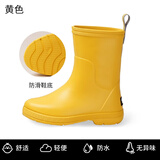CREATURE HABITS儿童雨鞋防水防滑中筒男童小孩幼儿轻便舒适中筒雨鞋女童雨靴 黄色 36 ，35-36，(内长23.7cm/同成人37码)