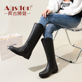 奥古狮登（Agsdon）雨鞋女时尚厚底中短筒户外防水雨靴劳保胶鞋 821099B 黑色 39