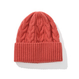 春竹帽子女秋冬百搭潮女堆堆帽毛线帽100%纯羊毛针织帽保暖护耳套头帽 妃红 23*22(CM)