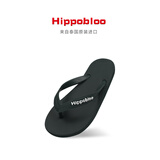 hippobloo泰国进口河马乳胶人字拖粗带纯色浮雕标志款舒适防滑橡胶拖鞋ins 新黑款 39 (泰10)【正码正拍】