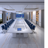 烤漆无纸化会议桌智能大型会议台升降器显示屏会议桌长条桌椅组合 定制尺寸及颜色