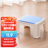 好尔凳子家用板登客厅卧室换鞋凳防滑塑料凳子脚踏矮凳小号蓝色 1个装