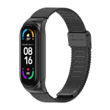 米布斯（mijobs）适用小米手环9/8/7表带6/5/4腕带3NFC版金属编织不锈钢智能运动手环带 黑色 小米手环7表带