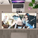 新盟加大鼠标垫可水洗锁边加厚鼠标垫游戏动漫中国风古典键盘垫子办公快捷键卡通国潮大号电脑桌面垫 二次元魔女兵器白烛鼠标垫80*30厘米