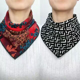 澳美乐活三角围巾双排扣暗扣双层双面三角巾围巾百搭围脖女士女围脖 双面三角巾花图锦簇