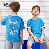 迪士尼（DISNEY）童装儿童男童短袖T恤棉质透气中大童上衣服24夏DB221BE01蓝120