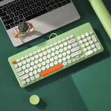 航世（BOW）K221U有线键盘 复古圆帽键盘 办公笔记本台式电脑USB有线键盘 橙灰绿