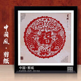 臻臻上品（zhenzhenshangpin）中国风剪纸画镜框民间手工艺品商务外事出国小礼物中国特色礼品 5福字 圆形