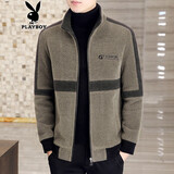 花花公子 呢子外套男秋季潮流韩版修身商务休闲短款男装毛呢夹克秋冬季立 8801卡其色 XL