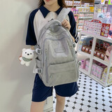 瑞潮（RUICHAO）反光书包女初中生高中生百搭印花小熊2026新款大学生电脑背包潮 灰色【布袋熊】