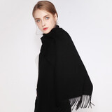 达芬奇密码 纯羊毛围巾女秋冬款女围巾保暖围脖本命年红色节日披肩生日礼物 黑色