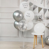 乖小羊61儿童节小红书野餐装饰雏菊花气球桌飘户外生日场景布置拍照道具 银白生日桌飘1个装 70CM高