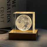 木丁丁月球灯小夜灯水晶球桌面摆件氛围卧室床头灯客厅摆件生日礼物 月球款【暖白光+6CM】