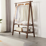 艺柳园 实木衣帽架家用落地衣架简约可折叠挂立式衣衣杆简易挂衣服架子 双层栅栏款1米【胡桃色】