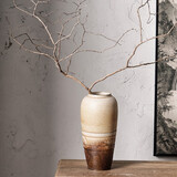 御三泥宋代美学新中式干花插花花瓶粗陶花器景德镇陶瓷瓶禅意装饰品摆件 古洲瓶【大号】31x15cm