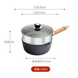 小幸福鑄鐵（KITCHEN LITTLE HAPPINESS KITCHEN）无涂层铸铁奶锅宝宝辅食补铁汤锅不粘婴幼儿小锅热牛奶煮面炖炸锅 18cm木柄奶锅+玻璃盖+蒸笼 18cm