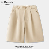 La Chapelle Sport拉夏贝尔短裤女夏季百搭休闲时尚职场穿搭高腰潮流宽松五分西裤子 卡其色 170/L（推荐115-130斤）