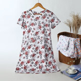 AB内衣女士纯棉圆领睡裙夏季薄款宽松短袖大码妈妈装家居服睡裙  红菊 3XL(175/105)