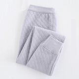 AB保暖内衣秋冬三层夹棉保暖裤中老年男士宽松大码打底裤秋裤 银灰  XL