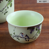 大师汇景德镇陶瓷温酒器二两白酒黄酒暖酒壶热烫酒壶家用酒杯套件酒具 鸟语花香温酒壶单个酒杯（买一个不发货）