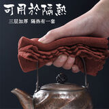榄茵加厚吸水茶巾棉麻茶几茶桌抹布擦壶巾功夫茶专用毛巾茶垫茶桌布茶 咖色+灰色+紫色-【共3条】