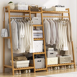 竹艺佳（ZHUYIJIA） 简易衣帽架卧室衣服架收纳架落地挂衣架置物架层架楠竹衣服架子