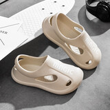 妙优童儿童凉鞋夏季男童女童宝宝室内室外小孩软底防滑包头运动风凉拖鞋 rx2308卡其色 eva 22 (36-37码)内长约22.0cm