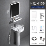 立柱式洗脸盆小户型卫生间三角立柱盆一体陶瓷迷你落地洗手盆阳台 41X36柱盆+五金配件+镜子 -换单