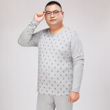 艾西拉亚大码男士秋衣秋裤套装胖爸爸加肥加大圆领纯棉中老年薄款线衣线裤 灰色闪电 5XL 建议体重190-220斤