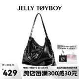 JellyToyboy包包女包JTB漫游包2024秋冬新款小众斜挎单肩包通勤托特包 黑色