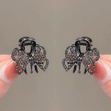 卡内曼小抓夹女猫眼石镂空蝴蝶结刘海夹可爱少女百搭顶夹后脑勺小号发夹 黑色水钻蝴蝶结抓夹2个